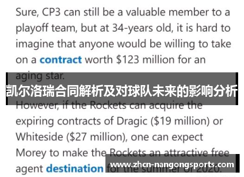 凯尔洛瑞合同解析及对球队未来的影响分析